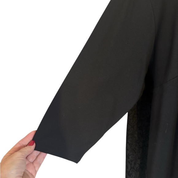 NWT  J. Jill Black Ponte Knit Top w/ Lace Accents  PLUS SIZE: 3X       #6 - Picture 3 of 12